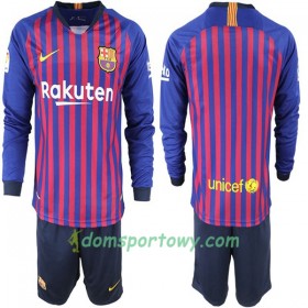 Koszulka FC Barcelona Dziecięcy Domowe Koszulki Piłkarskie 2018-2019 Długi Rękaw